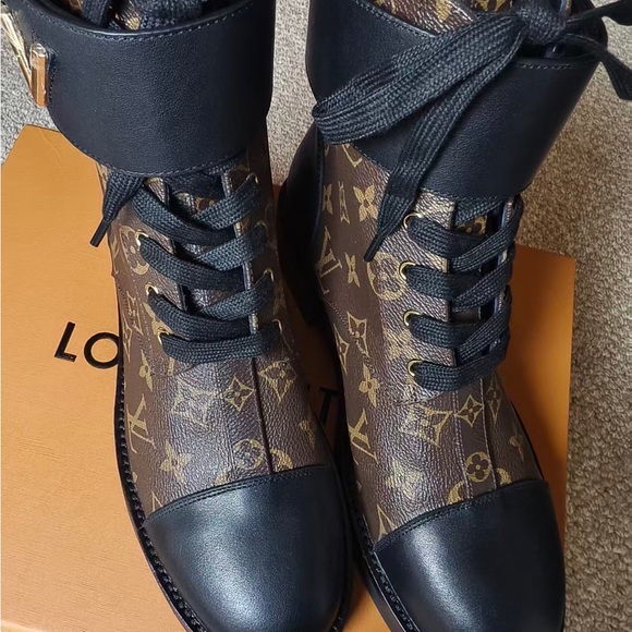 Louis Vuitton Shoes - Louis Vuitton Black and Brown Monogram Ankle Boots